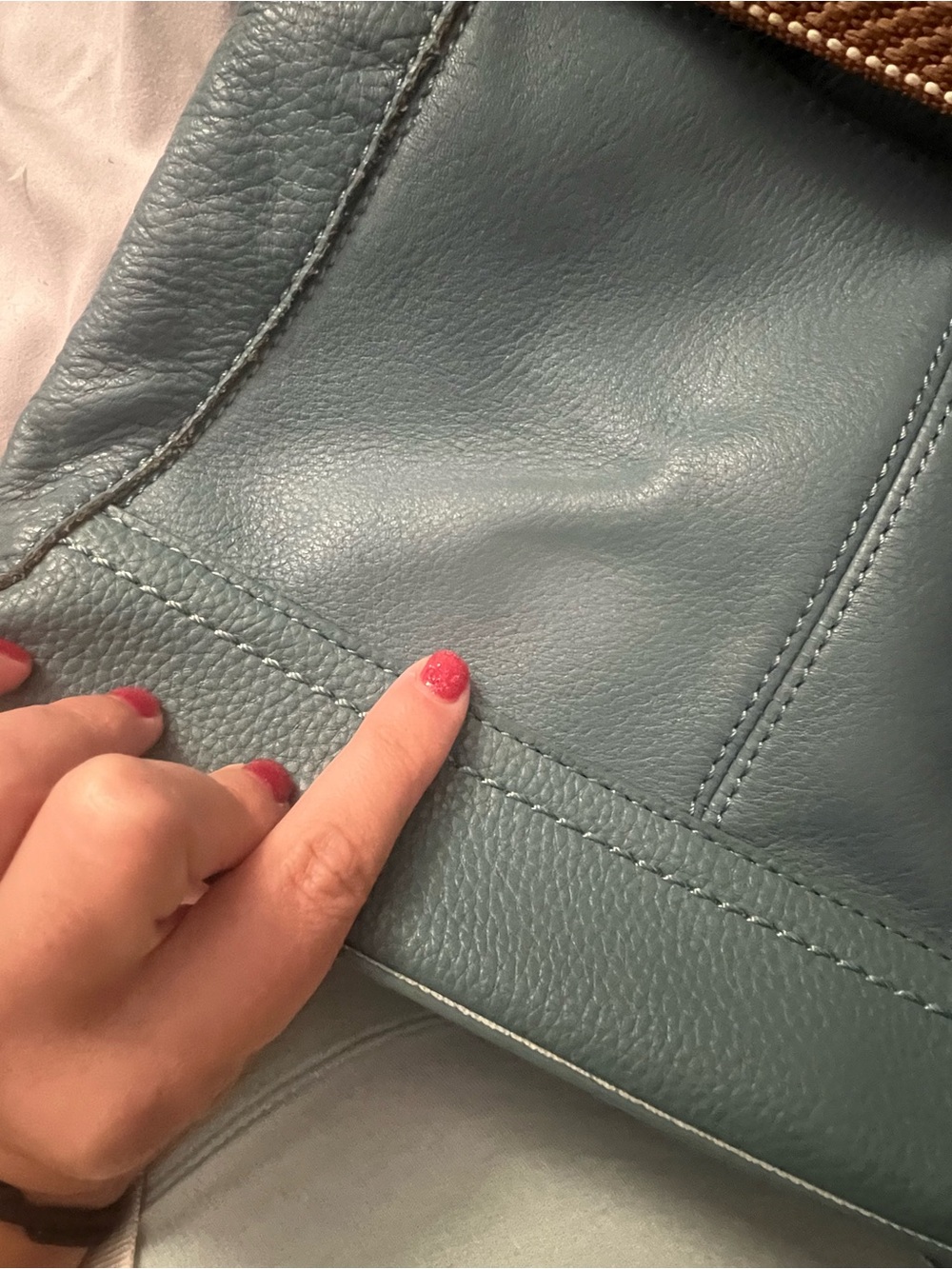 the sak Leather Crossbody Bag in Teal with Woven Strap - Picture 5 of 16